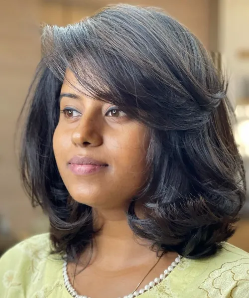 Wolf cut with bangs round face side part Guide